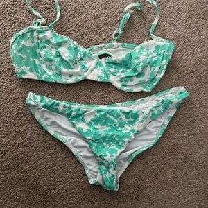 Shoshanna Green and White Floral Swimwear